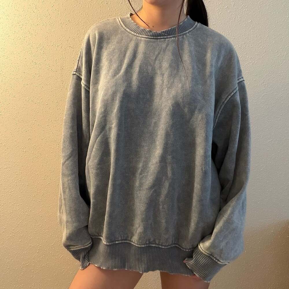 Zenana Pullover Acid Wash Oversized Fleece Pullover